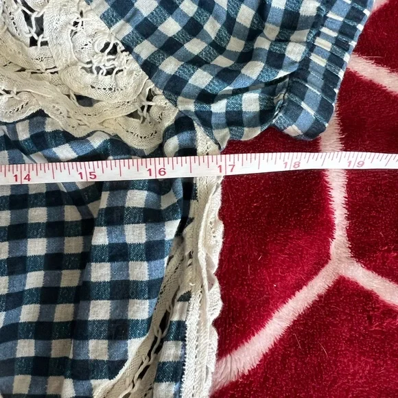 EUC Free People Blue Gingham Off-Shoulder Top Small / Medium - Picture 10 of 11